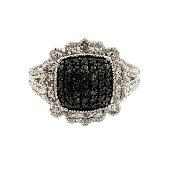 Elegant Black Diamond Cocktail Ring Size 7.25 - Picture 7 of 7